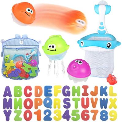 China Can Play Bathing Time Bath Toy Sets, Floating Squirts Animal Toys Set with Fishing Net and Organizer Bag, Fish Hook Game for Babies Infants Toddlers for sale