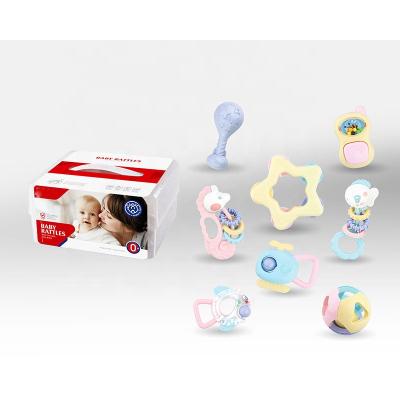 China Musical Spinning Shaker Bell Musical Rattles Toys Early Educational Infant Teether Set for Newborn Toddler for sale