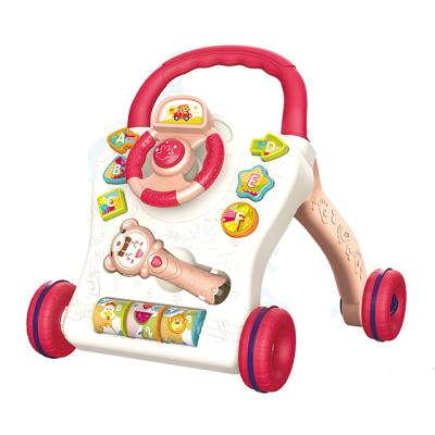 China Baby Anti-rollover Safety Trolley Musical Steering Wheel Musical Plastic Spinner Folding Study Walker 48*11*38cm for sale