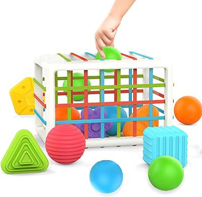 China Shape Matching Toy BPA Free Baby To Shape Matching Toy, Sensory Sorting Bin With Colorful Rubber Bands Shape Sorter Sorting For Baby for sale