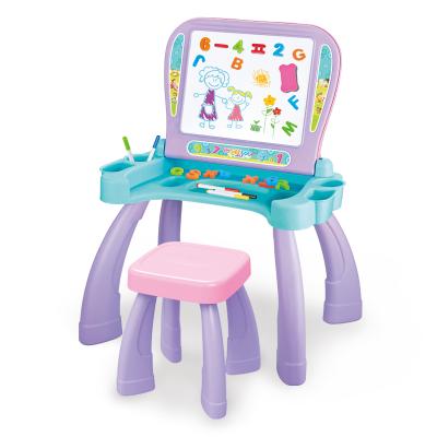 China Drawing Board Directly Wholesale Adjustable Multifunctional Kids Learn Drawing Board Desk With Chair for sale