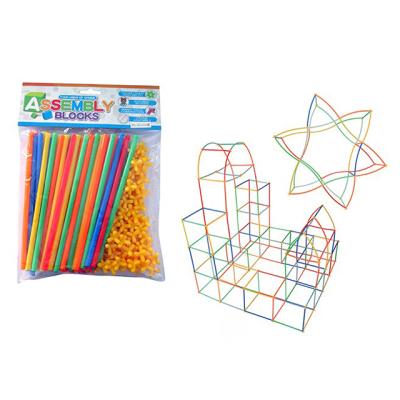 China Building Toy Children DIY Straws Building Block Indoor Toys Handcraft Plastic 4d Pipe Splicing Assembly Fort Building Tunnels Play Tent Toys for sale