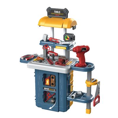 China Electronic Toy 3 in 1 Link Rod Box Transformable DIY Tools Workbench Plastic Mechanical Boy Playing Table Screw Repair Tool Suitcase Toys for sale