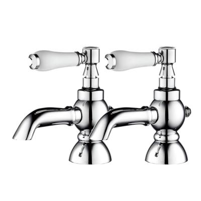 China Tall Basin Mixer Taps Pairs Double Handle Bath English Brass Wash Bathroom Faucets for sale