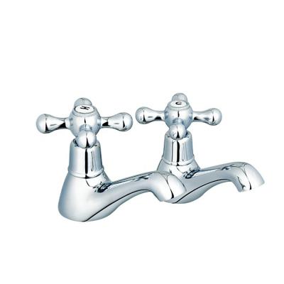 China Brass Factory Direct English Style Two Handle Deck Mounted Brass Basin Faucet Faucets for sale