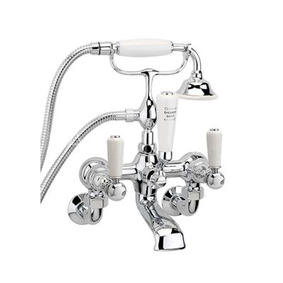 China Without Slide Bar Double Lever Brass Mixer Taps Bathtub Deck Mounted Faucets for sale