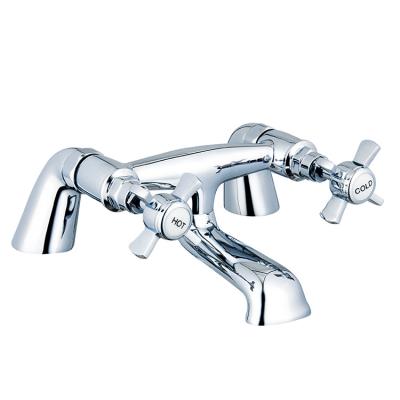 China Handleless UK Fashion Slide Bar Dual Deck Mounted Bath Shower Faucets Brass Mixer Taps for sale