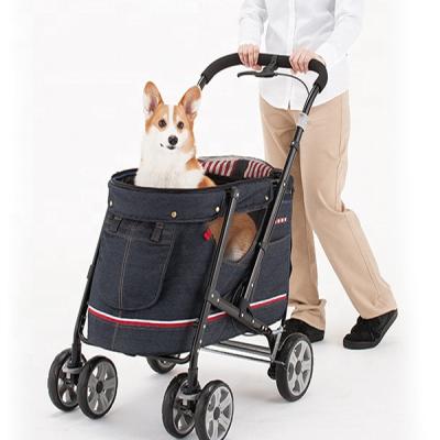 China Japanese Hot Selling Luxury Dog Stroller Oxford Cat Max Red Travel Metal Outdoor Pet Carrier Cart Travel Dog Cart for sale