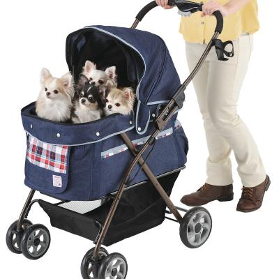 China Dogs Space Collapsable Large Pet Puppy Pet Deluxe Outdoor Easy-Folding Four-Wheeled Four-Wheel Stroller for sale