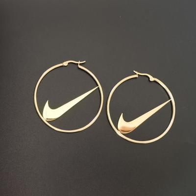 China Hiphop Ready to Ship Tick Big Round Circle Hoop Hip Hop Earring Glitter Swirl Earring Gold Plated Custom Made for sale