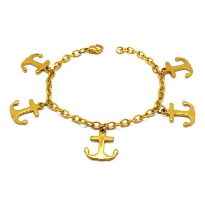 China Lead& Olivia In Stock Stainless Steel Gold Friendship Jewelry Women Free Anklet Anchor Nickel Bracelet for sale