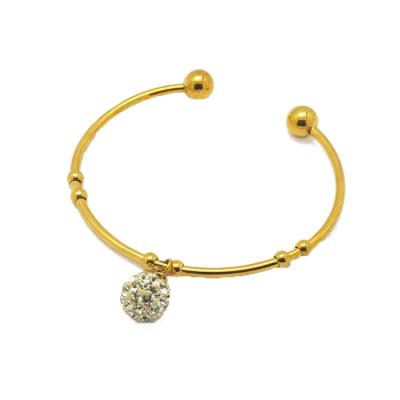 China Trendy Personalized Ball Crystal BlingBling Pendant Bangle Stainless Steel Jewelry 18K Gold for sale