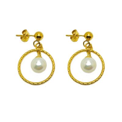 China New Gold Fashion Women's Olivia Earring Jewelry Huggie Circle Dangle Earrings Lead Nickel Free Earring with Pearl for sale