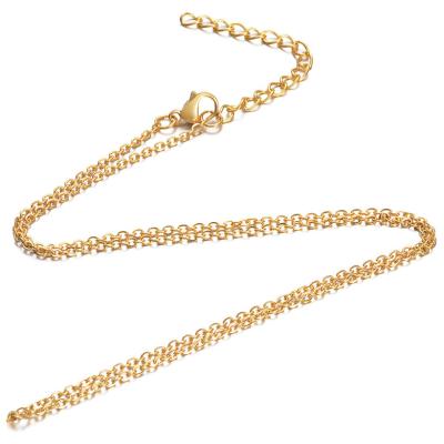 China Lead& Nickel Free 1.6mm Width 16 18 Inch Bulk Stainless Steel Jewelry Chain Gold Silver Color Rolo Thin Chain Necklace Simple For Women Men for sale