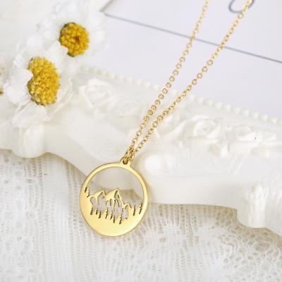 China CLASSIC ready to ship-- 2021 Mountain Forest Necklace Round Coins Necklace Design New (with 45cm link chain) for sale