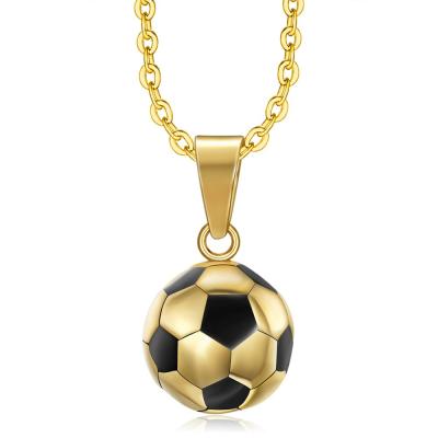 China Lead& Free Fashionable Charm Necklace Football Enamel Gold Ball Football Necklaces Stainless Steel Nickel Nickel TK Pendant Sports Gift for sale