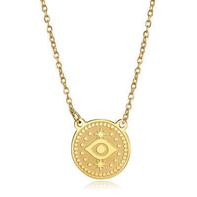 China Lead& Nickel Free Shape Engraving Devil's Eye Sun Necklace 18K Gold Necklace for sale