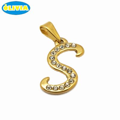 China Lead& Nickel Free Stainless Steel Diamond Fashion Gold Letter S Pendant Jewelry for sale