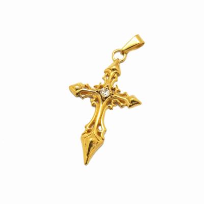 China 2021 Punk Style Religious Stainless Steel Gothic Unique Cross Pendant Diamond Cross Charm Religious for sale