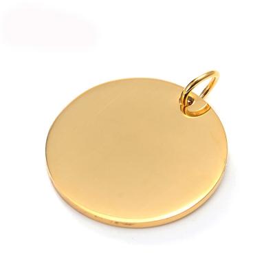 China Lead& Nickelez Olivia Jewelry Custom Logo Free Circle Shape Gold Engraved Blank Tags Around Plain Personalized Pendant for sale