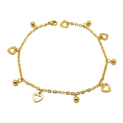 China Fashionable Stainless Steel Women Jewelry Gold Heart Charm Link Anklet Chain for sale