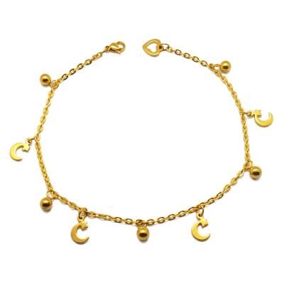 China Lead& Nickel Free Chain Indian Stainless Steel Baby Anklets Gold Moon and Star Design Anklet Chain Foot Jewelry Hotwife for sale