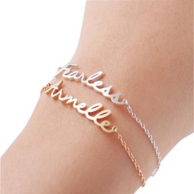 China Latest Fashion Stainless Steel Jewelry TRENDY Girls Personalized Name Chain Bracelet Custom for sale