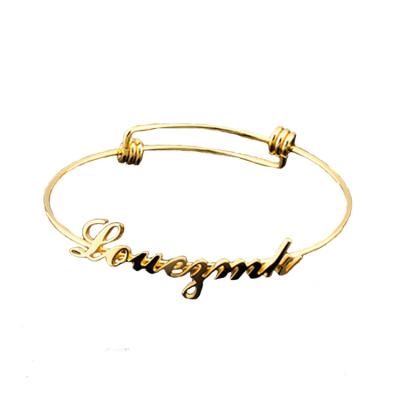 China Lead& Nickel Free Price 18K Gold Cheap Jewelry Custom Carved Name Engraved Gold Bracelets For Baby Boy for sale