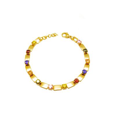 China Romantic Colorful Women Diamond Zircon Stainless Steel Crystals Chain Bracelet for sale