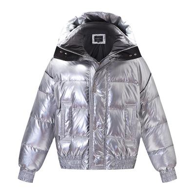 China 2022 winter white duck warm heavy thick shiny fashionable windproof down jacket coat women's jackets and coats for sale