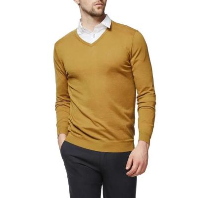 China Anti-wrinkle autumn winter wear soft warm comfortable cotton blended wool sweaters v neck pullover sweater for sale