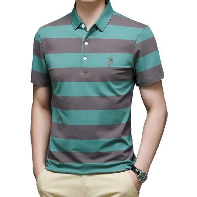 China Anti-wrinkle Summer Striped Golf Polo Shirts For Men's Wholesale Custom Polo Shirt for sale