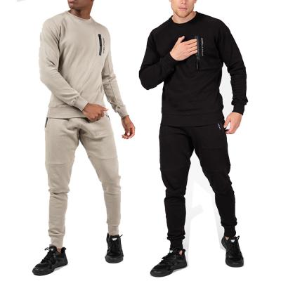 China Anti-wrinkle men's sweatshirt set sports jogging tracksuit drawstring crewneck pullover sweatshirt for men for sale