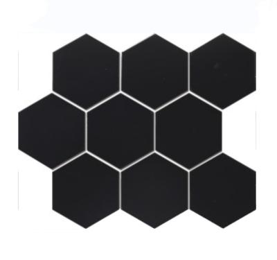 China Flooring All Porcelain Mosaic Tile Hexagonal Ceramic Glazed Ceramic Bathroom Kitchen Balcony Black Frosted White Brick for sale