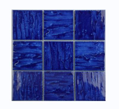 China Blue Mediterranean Flooring Ocean Wind Pool Mosaic 95*95mm Pool Bathroom Wave Wall Tile Outdoor Fish Pool Slab for sale