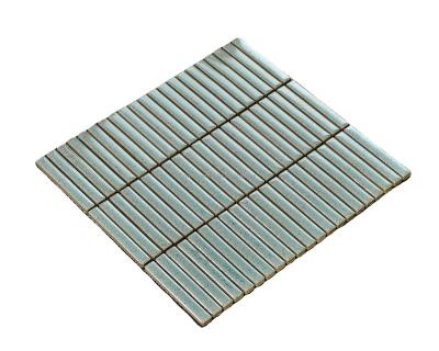 China China Supplier Foshan Flooring Kitchen Bathroom Latest Wall Backsplash Gloss Stripe Finger Green Modern Ceramic Mosaic Slab for sale