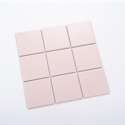 China 97*97mm Modern Mosaic Patterns Background Wall Low Price Beautiful Pink Square Shape Mosaic Tile for sale