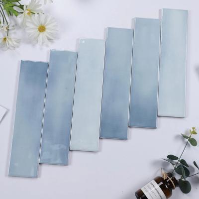 China MEDITERRANEAN SEA Breeze Blocks Symphony Flexible Porcelain Tile 75*308 Bright Strip Iredescent Underground Tiles Ceramic Tile Design for sale