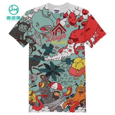 China JHM Anti-Shrink Premium Custom All Over Print T-Shirt Men, Fitted Crew Neck Short Sleeve Casual T-Shirt for sale