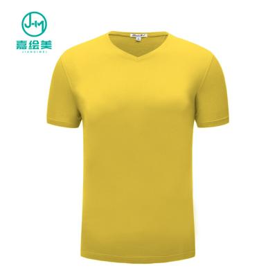 China JHM J6070# Running Short Sleeve Wholesale Anti-Shrink Cotton Mens Yellow T-Shirts for sale