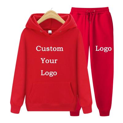 China Anti-Shrink Blank Outdoor Running Casual 2 Piece Cotton Fleece Hoodie Sweatpants Women Sweatpants Sweatpants Set for sale