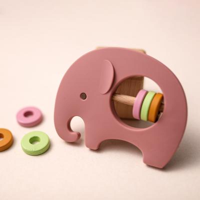 China Eco-friendly Baby Silicone Teether Elephant Rattle Baby Teether Chew Toys Wholesale for sale