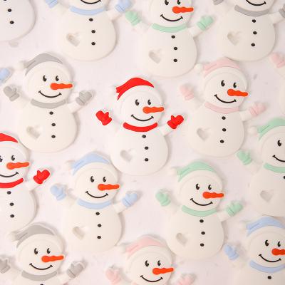 China 100%food grade Silicone Teether Christmas Snowman Baby Teether BPA Free Food Grade Silicone Toys 2021 Silicone Pandents DIY Teething Toys For Gift for sale