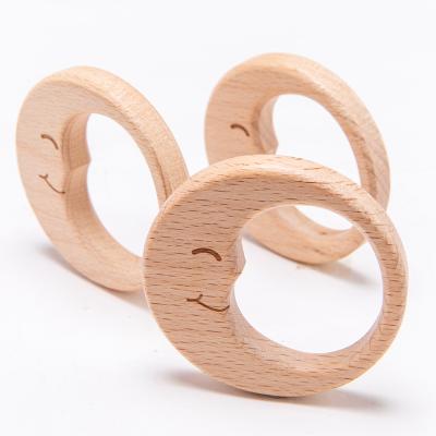 China Wholesale Molar Teether Moon Smile Teether Toy Natural Beech Teether Ring Baby Eco-Friendly Natural for sale