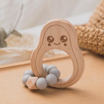 China Molar Rattle Toy Beech Wood Teether Soft Baby Toy Wooden Teether Chew Toy for sale