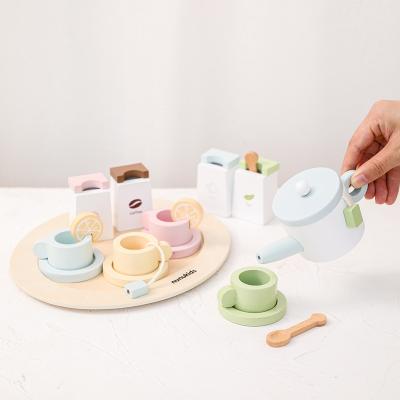 China eco-friendly & BPA Free Kitchen Toys Wooden Afternoon Tea Toys Children's Simulated Kitchen Pretend To Play A Full Set Of Kitchen Toys for sale