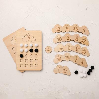 China Wooden Montessori Natural Number Cloud Alphabet Game Eco-Friendly Educational Toys Children Matching Toys for sale