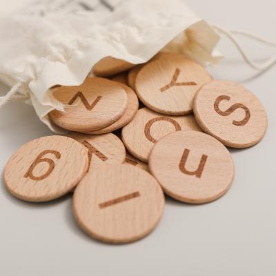 China Eco-Friendly Educational Wooden Alphabet Natural Children's Cognitive Board Scratch Toys Montessori Toys for sale