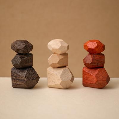 China Irregular Wood and Stone Children's Building Block Toys Three-color Wood and Stone Children's Toys Montessori Educational Games for sale