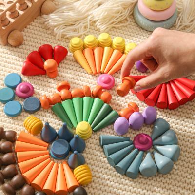 China eco-friendly & BPA Free Children's Toy Building Block Rainbow Collection Building Block Stack Puzzle Educational Toy for sale